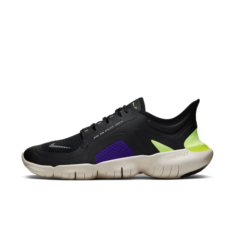 Nike Free RN 5.0 SHIELD “Black / Voltage Purple / Metallic Silver” (BV1223-001)