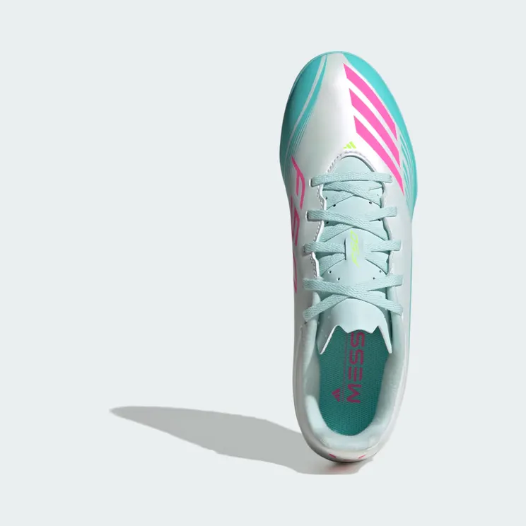 adidas F50 Messi Club Turf Football “Cloud White / Lucid Pink / Flash Aqua” (JQ0947)