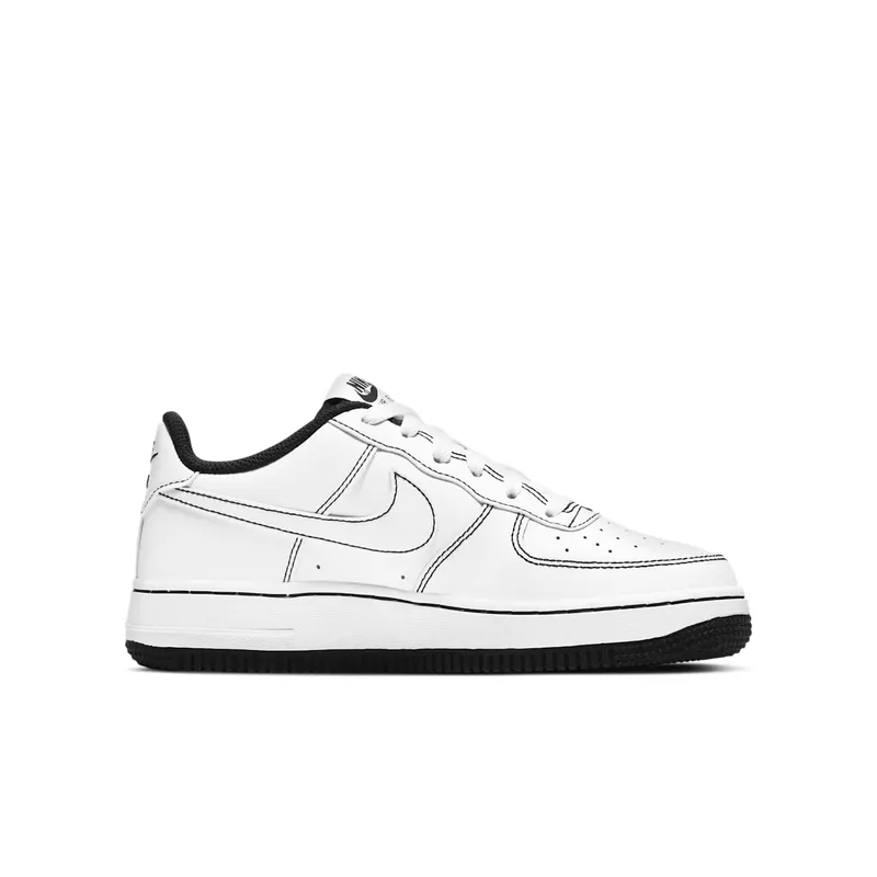 Nike Air Force 1 Low ’07 GS “Contrast Stitching – White / Black” (CW1575-104)