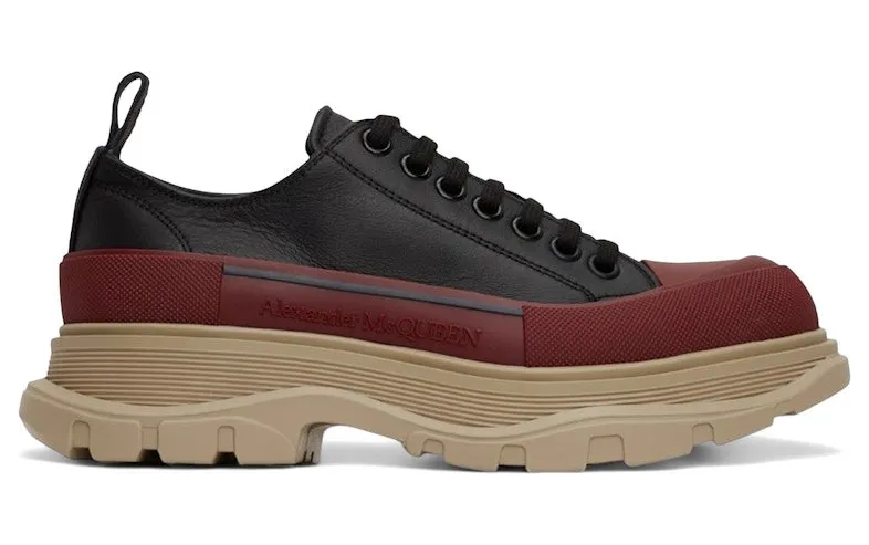Alexander McQueen Tread Slick Low Lace Up Black Red Beige (705662 WHZ6H 1541)