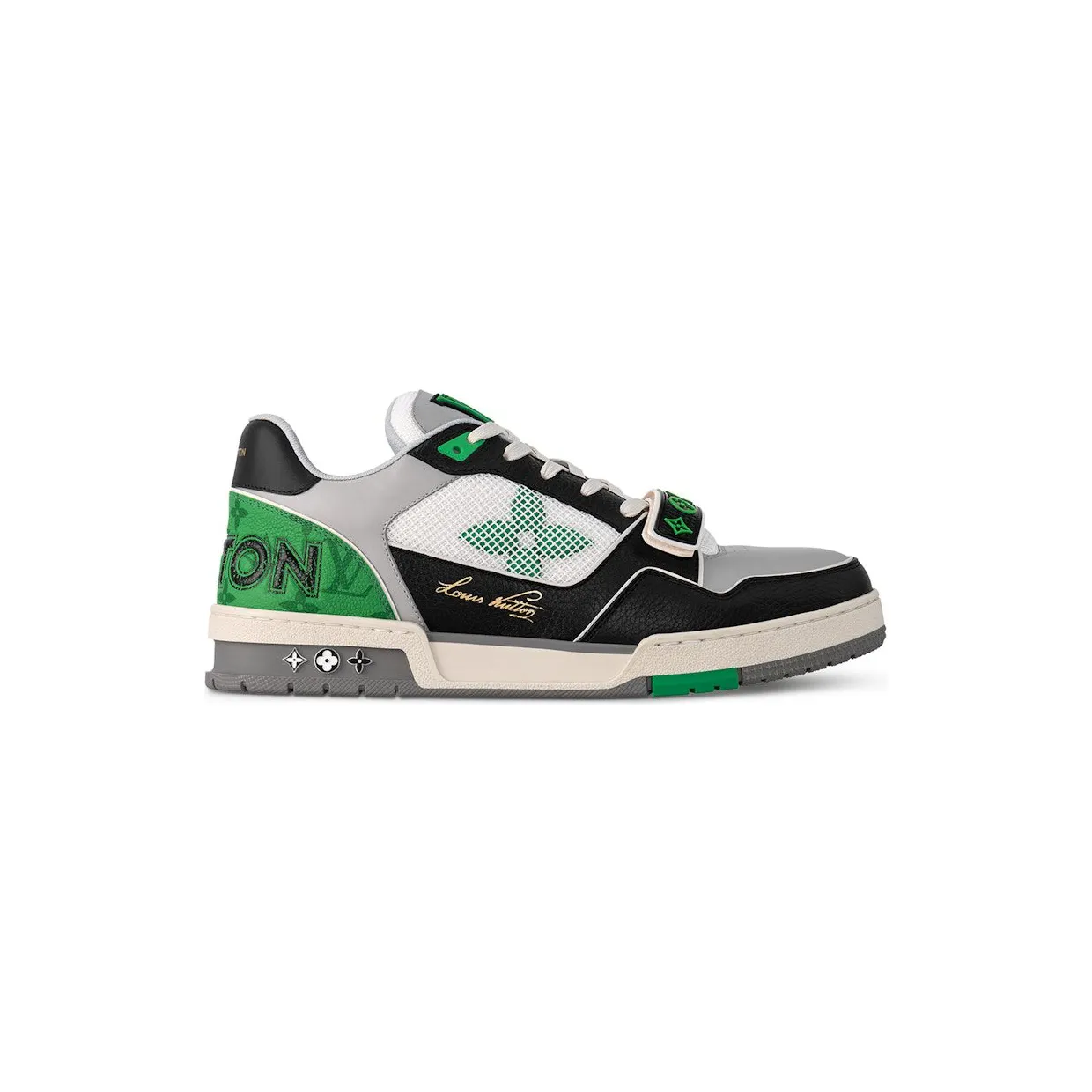 Louis Vuitton LV Trainer Monogram strap Black White Green (1AC50F)