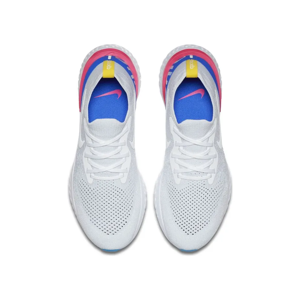 Nike Epic React Flyknit White Racer Blue Pink Blast White/White-Racer Blue-Pink Blast (AQ0067-101)