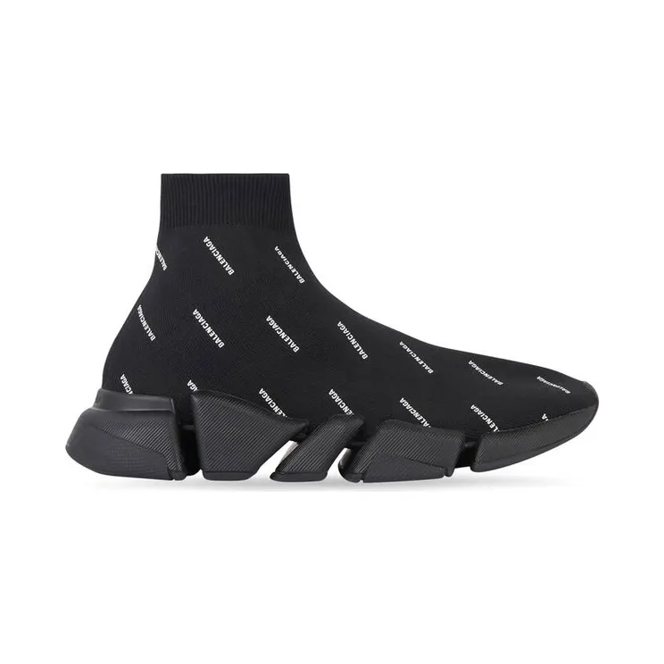Balenciaga Speed Trainer 2.0 All Over Logo Black White (W) (617196W2DBO1090)