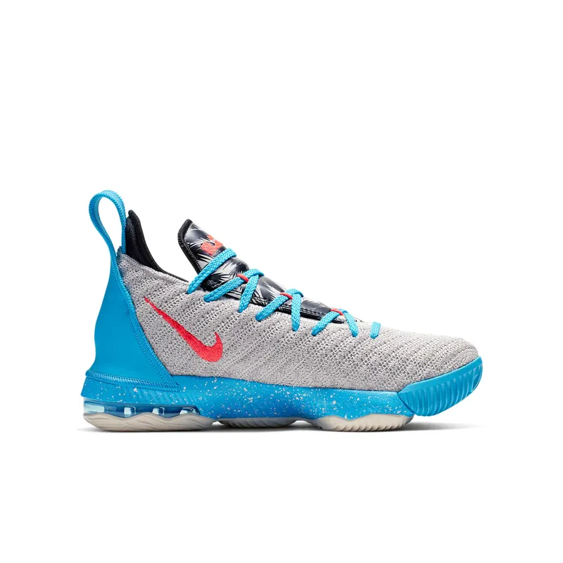 Nike LeBron 16 Tropical Beach (GS) Light Bone/Tour Yellow-Bright Crimson-Blue Lagoon-Atmosphere Grey-Black (AQ2465-076)