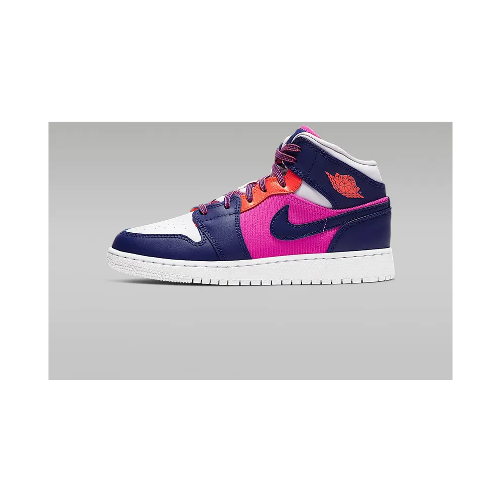 Jordan 1 Mid Fire Pink Barely Grape (GS) Fire Pink/Barely Grape-Hyper Crimson-Regency Purple (555112-602)