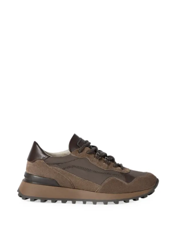 Brunello Cucinelli Sneakers aus Wildleder und Techno-Baumwolle mit glänzenden Details – Braun (MZSFG3380C8769)