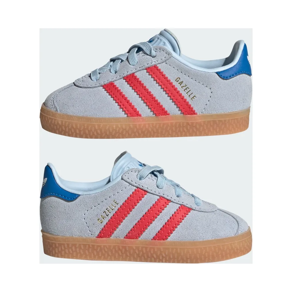 Adidas Gazelle Comfort Closure Elastic Laces Shoes Crystal Sky / Semi Lucid Red / Blue Bird (KI4037)