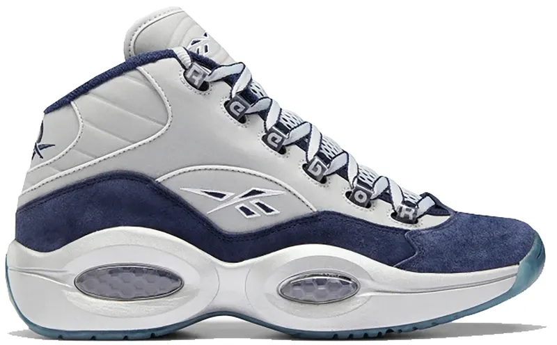 Reebok Question Mid Georgetown Football Vector Navy/Silver Metallic-White (Other Brands Reebok)