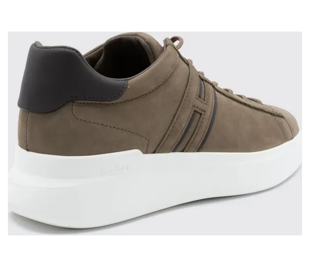 Hogan H580 Low-Top Sneakers in Suede with H Logo and Platform Sole Brown (HXM5800DV42UIE0FDQ) (2)