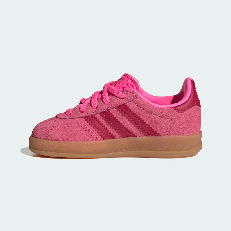 Adidas GAZELLE INDOOR COMFORT CLOSURE ELASTIC LACE Shoes Lucid Pink / Team Victory Red / Gold Metallic (KJ2304)