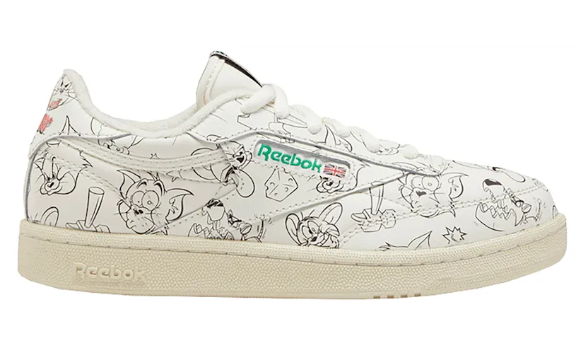 Reebok Club C Tom & Jerry All-Over (GS) Chalk/Paper White-Excellent Red (Other Brands Other)