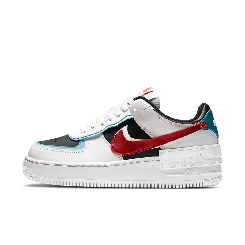 Nike Air Force 1 Shadow Bleached Aqua Chile Red (W) Summit White/Bleached Aqua-Black-Chile Red (DA4291-100)