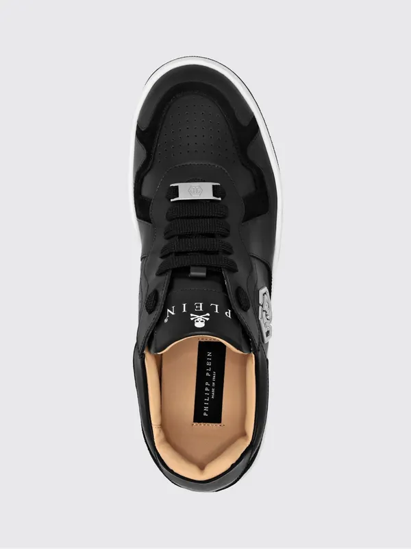 Philipp plein Low-Top Leather and Suede Sneakers with Hexagon Logo Black (SADSUSC0545PLE010N02) (3)