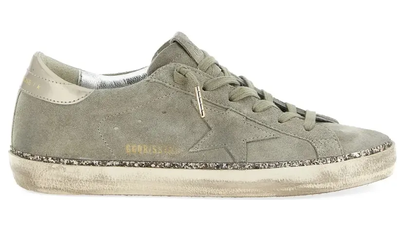 Golden Goose Super-Star leren sneakers met glitter – Groen (GWF00857F008059)