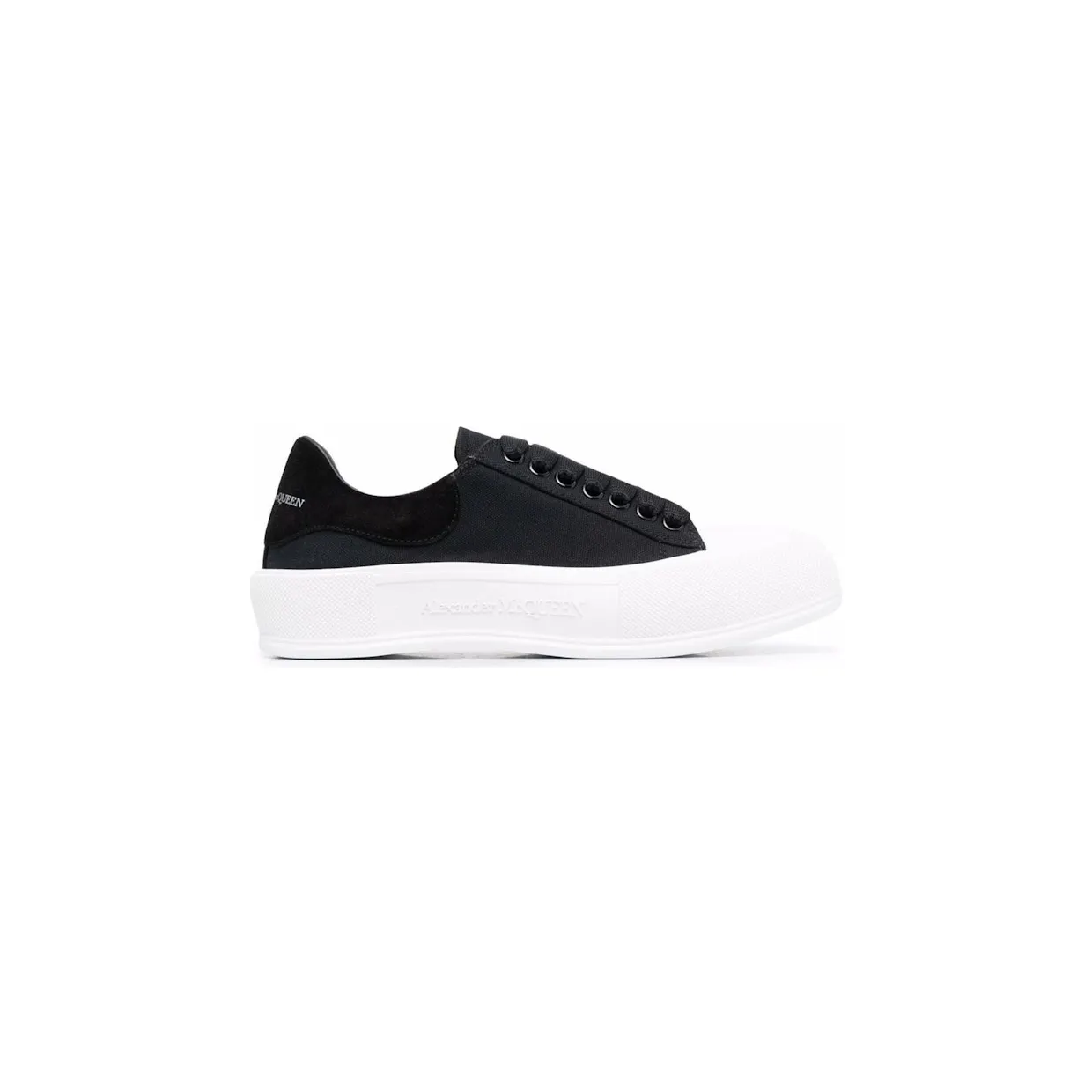 Alexander McQueen Deck Skate Plimsoll Lace-Up Black White (654594 W4MV7 1070)