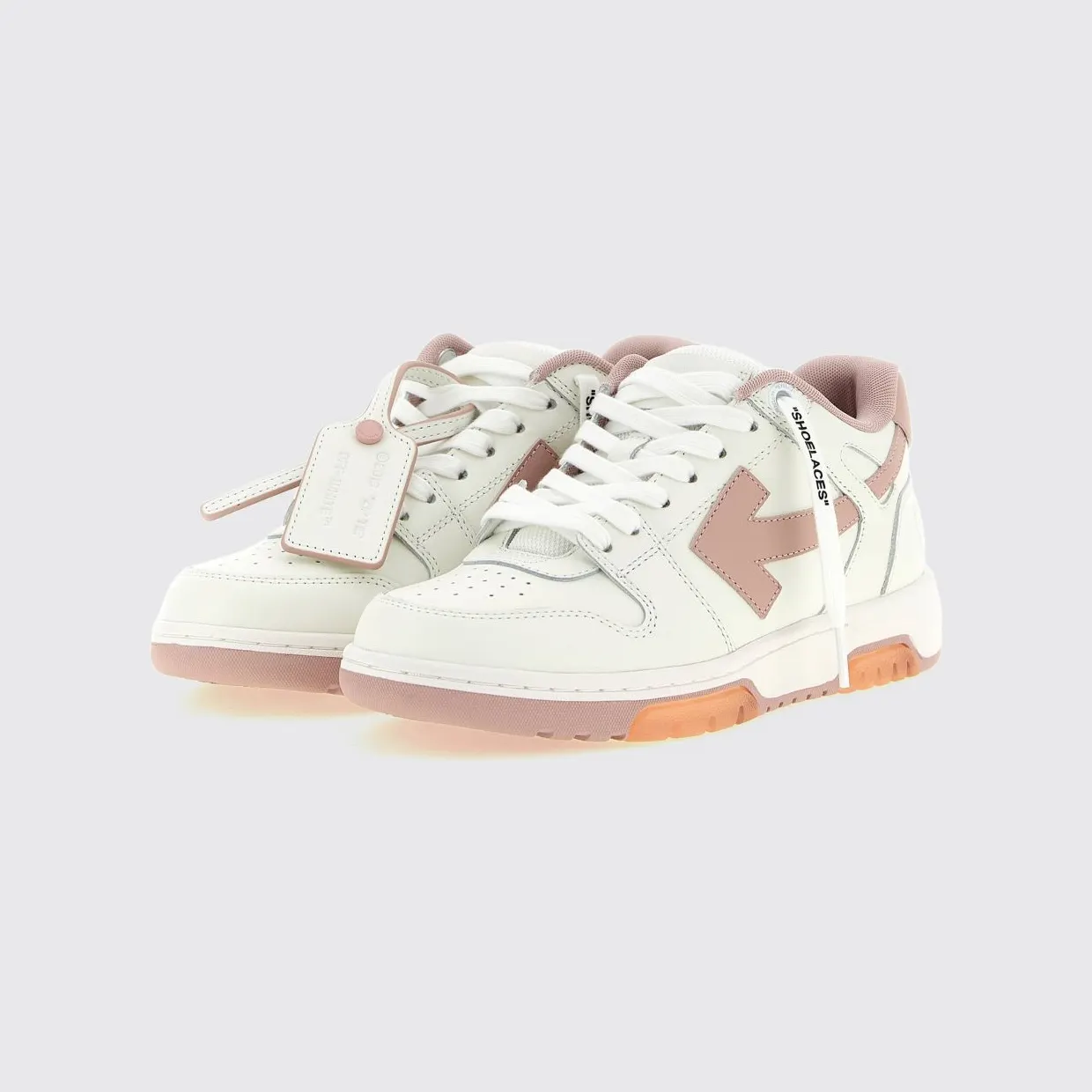 Off-White Out Of Office Low-Top Leather Sneakers with Perforated Toe and Logo Pink (W259C9L0180130)
