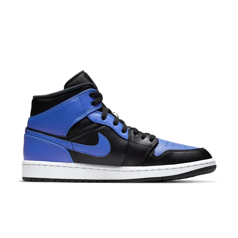 Jordan 1 Mid Black Royal Tumbled Leather Black/Hyper Royal-White (554724-077)
