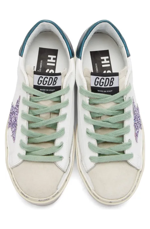 Golden Goose SSENSE Exclusive White and Blue Limited Edition Hi Star Sneakers (F35WS945.J7) (4)