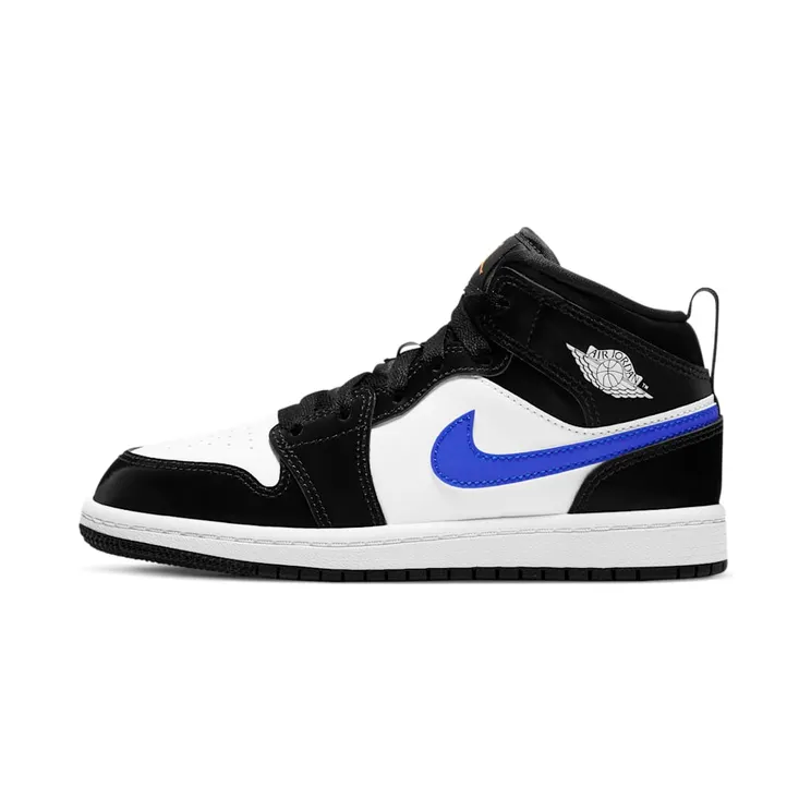Jordan 1 Mid Black Racer Blue White (PS) “Black / White / Total Orange / Racer Blue” (640734-084)