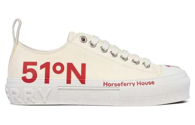 Burberry Coordinates Printed Lace-Up Sneakers White Red (8062405)