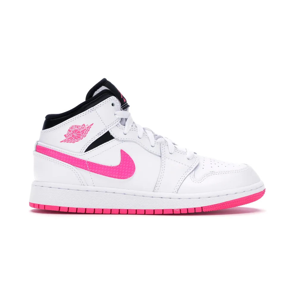 Jordan 1 Mid White Black Hyper Pink (GS)