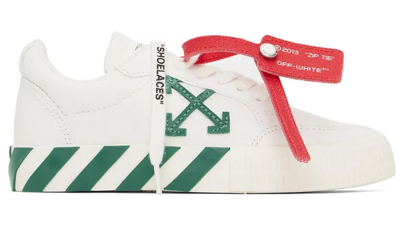 Off-White Kids White & Green Vulcanized Sneakers (OBIA003S22FAB0010155)