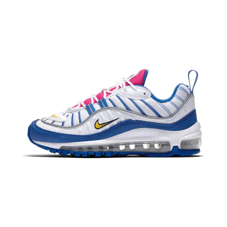 Nike Air Max 98 White Indigo Force (GS) “White / Indigo Force / Laser Fuchsia / Amarillo” (BV4872-101)
