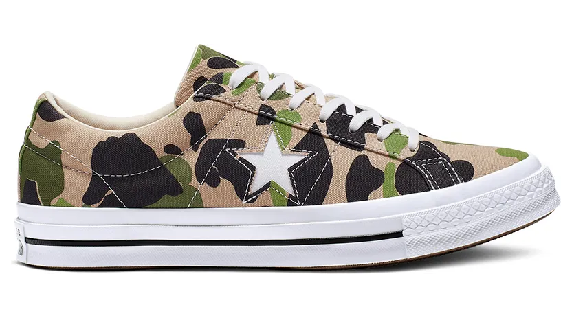 Converse One Star Low ‘Archive Print – Duck Camo’ Candied Ginger/Piquant Green (165027C)