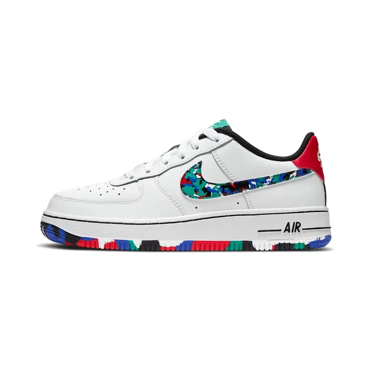 Nike Air Force 1 Low GS ‘Crayon White Multi’ White/Hyper Blue/Neptune Green/Multi-Color (CU4632-100)