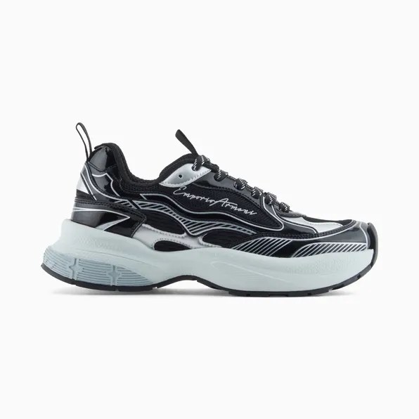 Armani Sneakers With Laminated Details And Signature Logo (EW003056-AF19766-MC372)