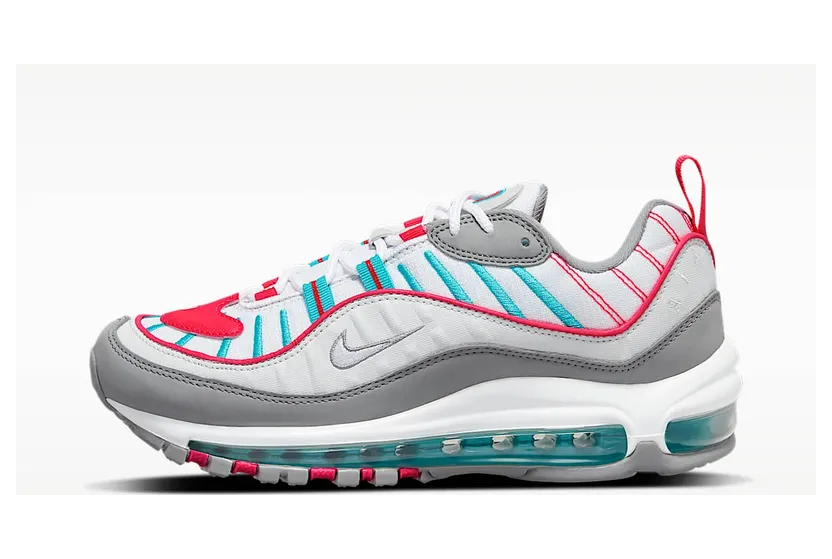 Nike Air Max 98 “Particle Grey / Laser Crimson / Oracle Aqua / White” (CI3709-002)