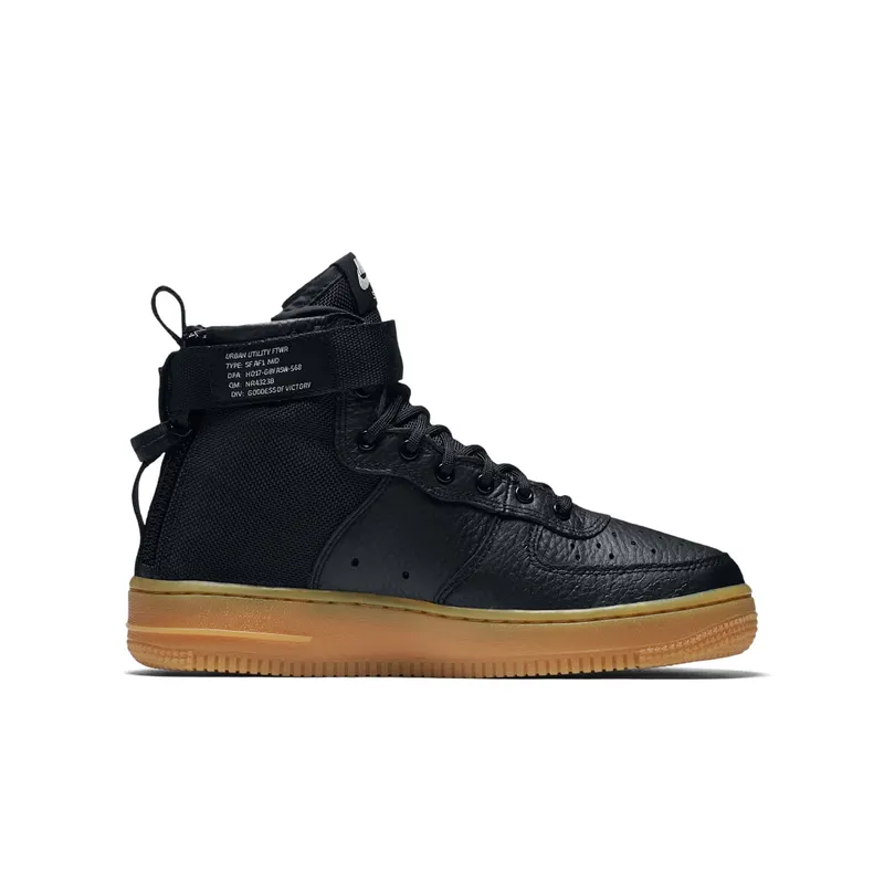 Nike SF Air Force 1 Mid Black Gum (GS) Black/Black-Gum Light Brown (AJ0424-001)