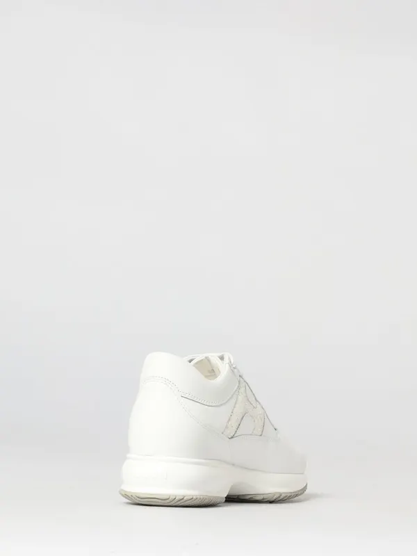 Hogan Interactive Leather Sneakers with Glitter Yellow Cream (HXW00N0S360UWP0CAS) (2)