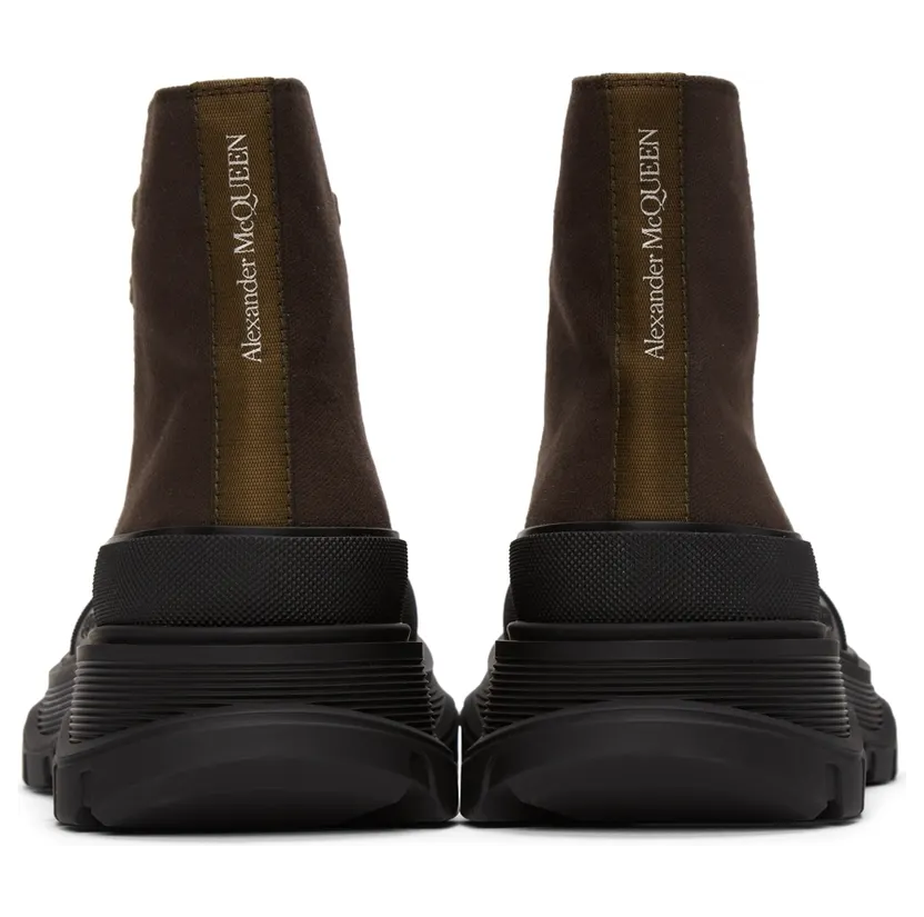 Alexander McQueen Khaki Tread Slick High Sneakers (604254W4L51) (4)