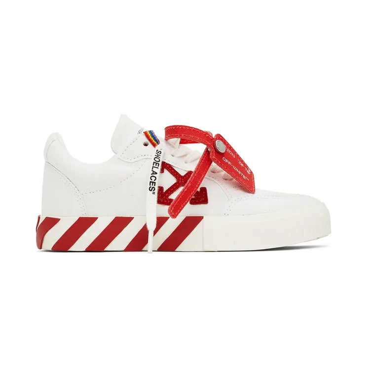 Off-White Kids White & Red Canvas Vulcanized Low Sneakers (OBIA003F21FAB0010125)