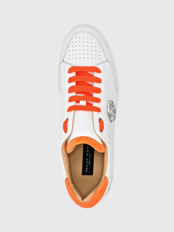 Philipp plein Leather and Suede Low-Top Sneakers with Monogram and Logo White 1 (SADSUSC0537PLE022N0120) (3)