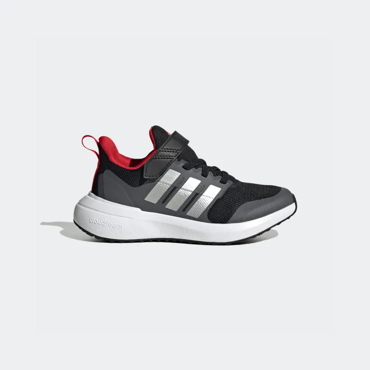 adidas FortaRun 2.0 Cloudfoam met Elastische Veters en Klittenband Core Black / Silver Metallic / Better Scarlet (HP5448)