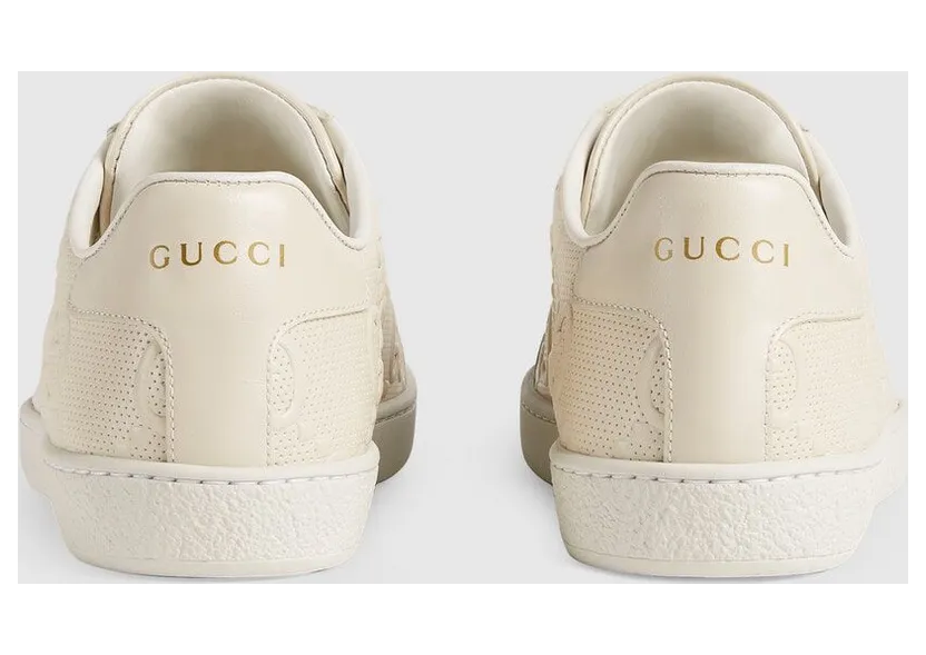Gucci Ace GG Embossed Cream (W) (660135 1XK10 9022) (5)