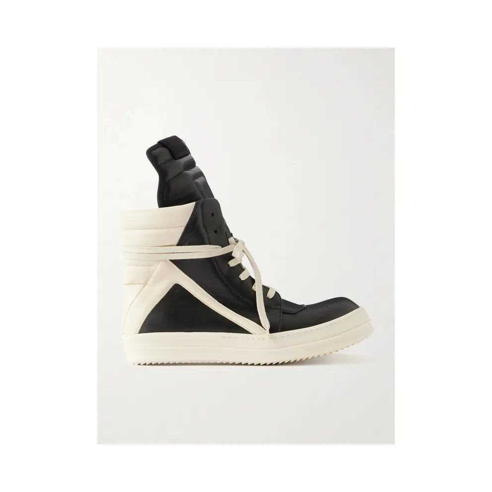 Rick Owens Geobasket Panelled Leather and Rubber Sneakers Black (RU02F4894)