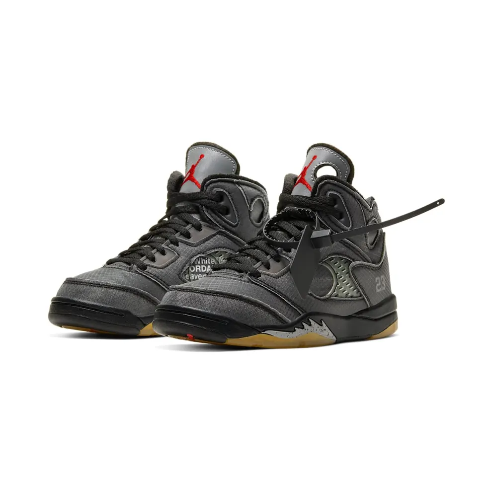 Jordan 5 Retro Off-White Black (PS) Black/Muslin-Fire Red (CV4827-001)