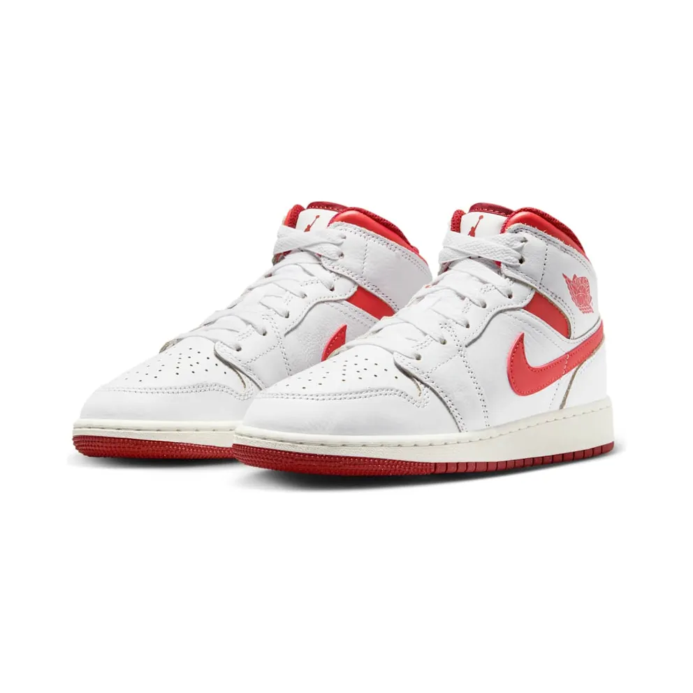 AIR Jordan 1 MID SE GS “WHITE DUNE RED” (FJ3464-160)