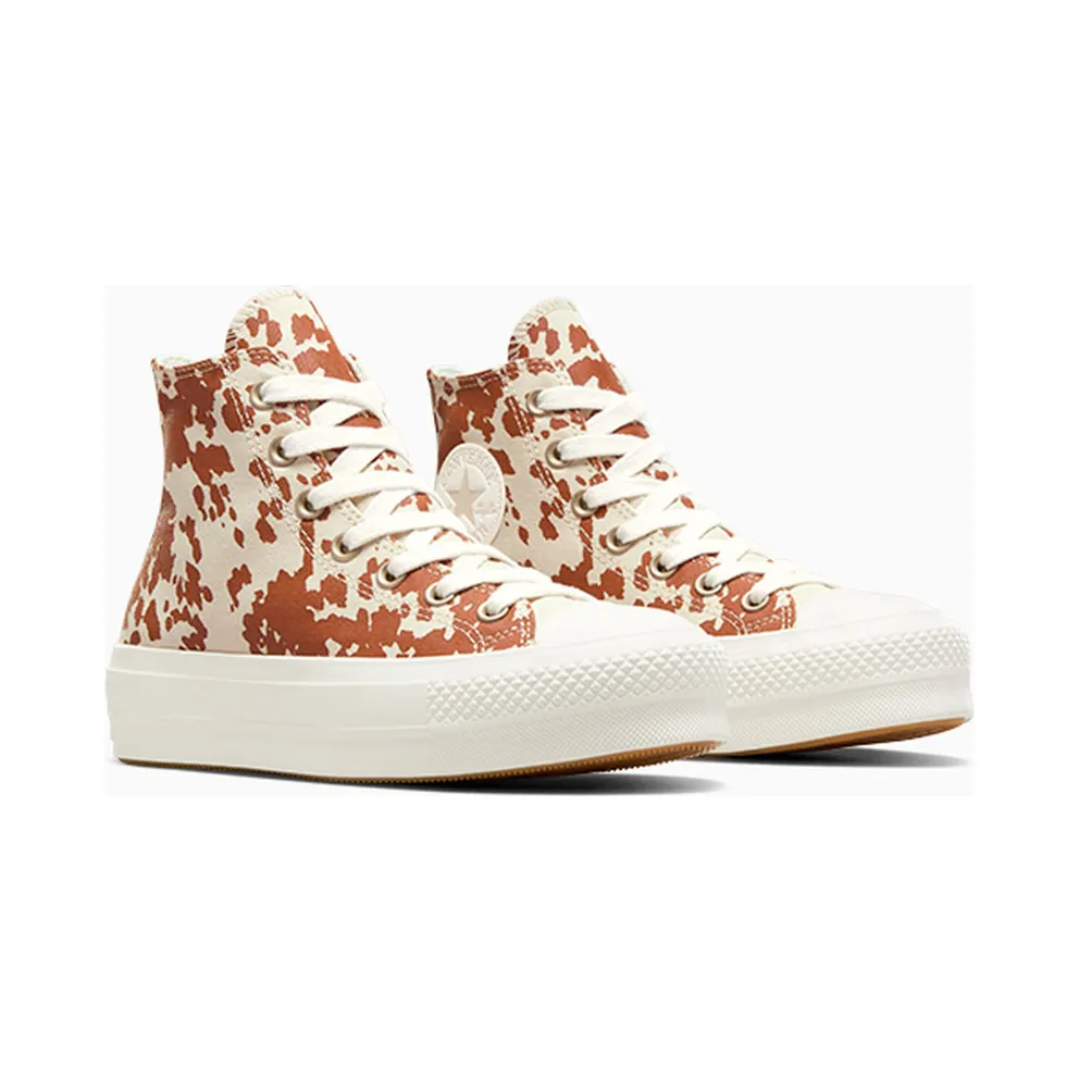 Converse Chuck Taylor All Star Lift Platform Animal Print Egret/Brown/Gold (A10141C)
