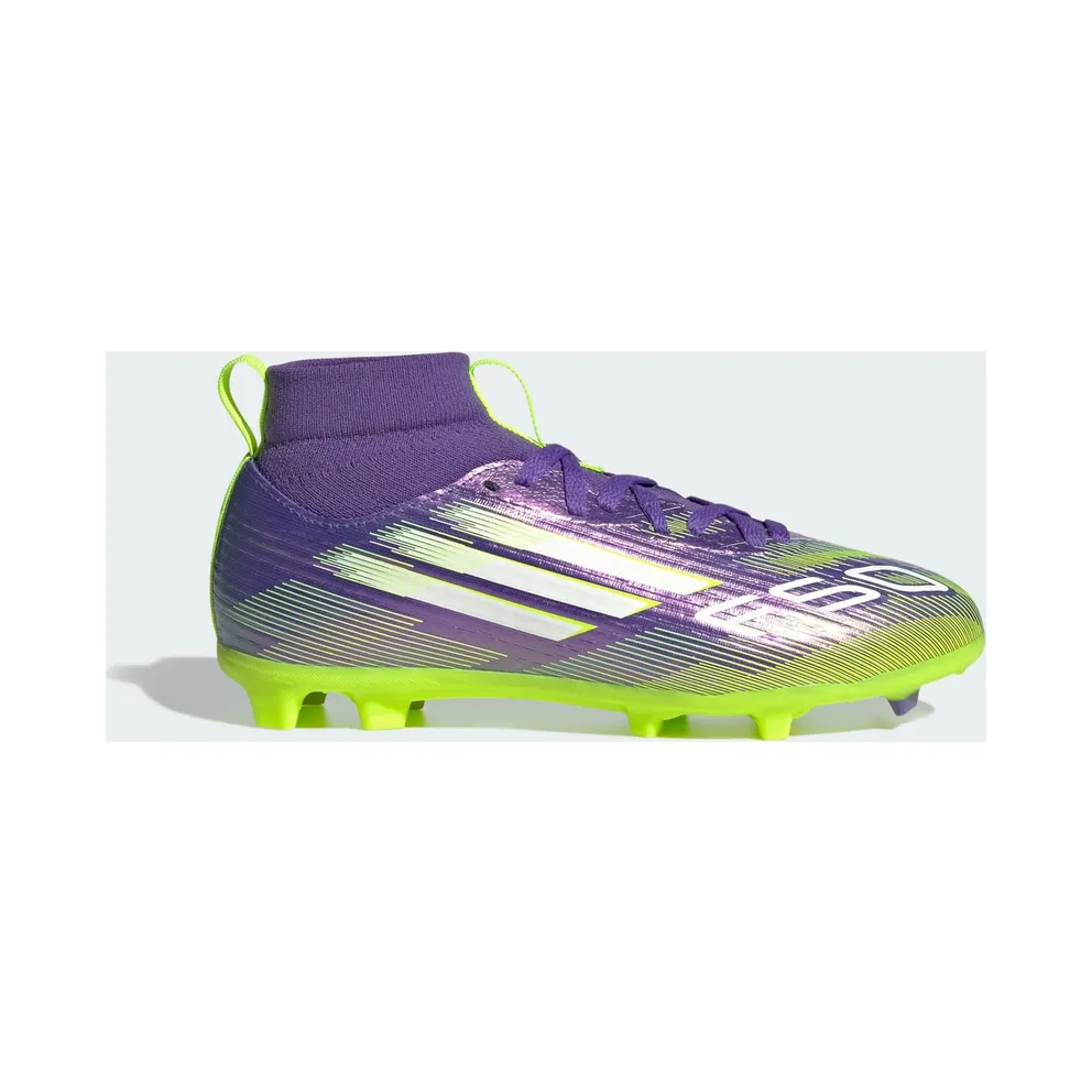 adidas F50 League Mid Firm/multi-ground Boots Kids “Purple Rush / Cloud White / Lucid Lemon” (JI3547)