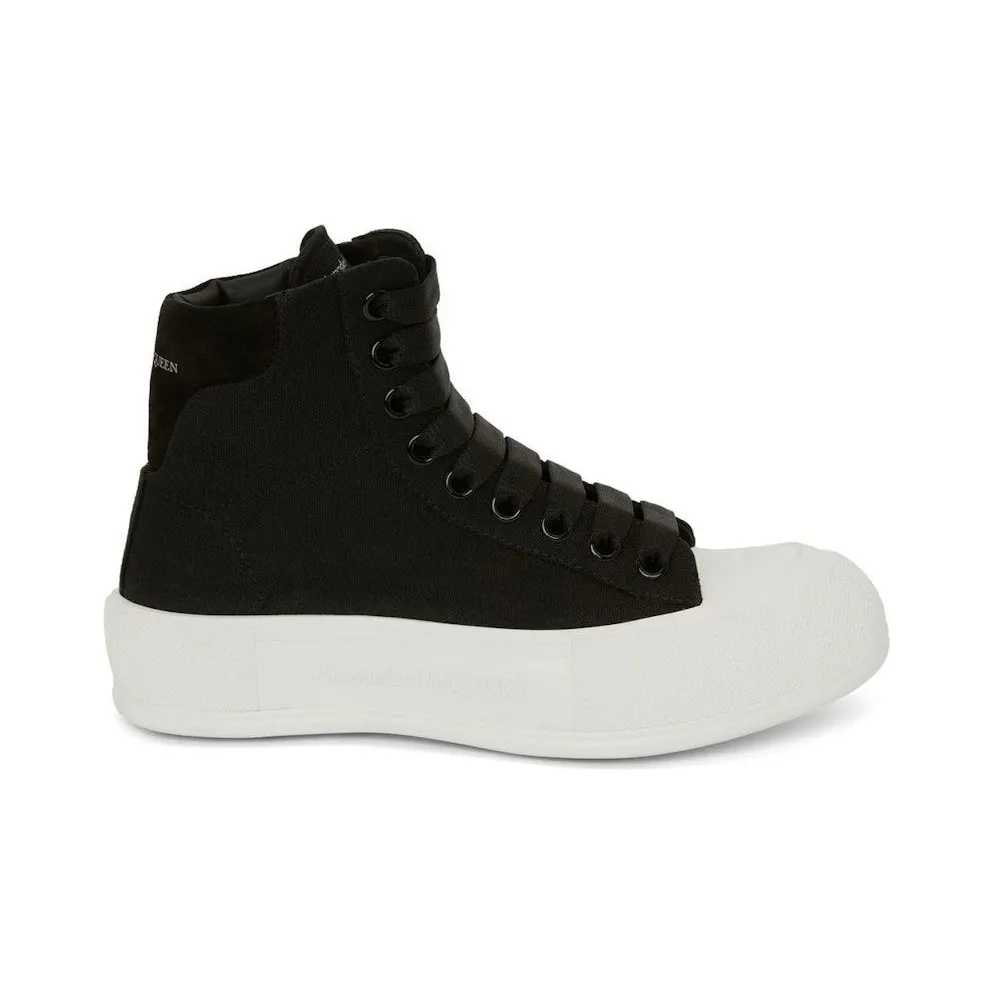 Alexander McQueen Deck Plimsoll High Top Sneaker Black White (666381W4MV71070)