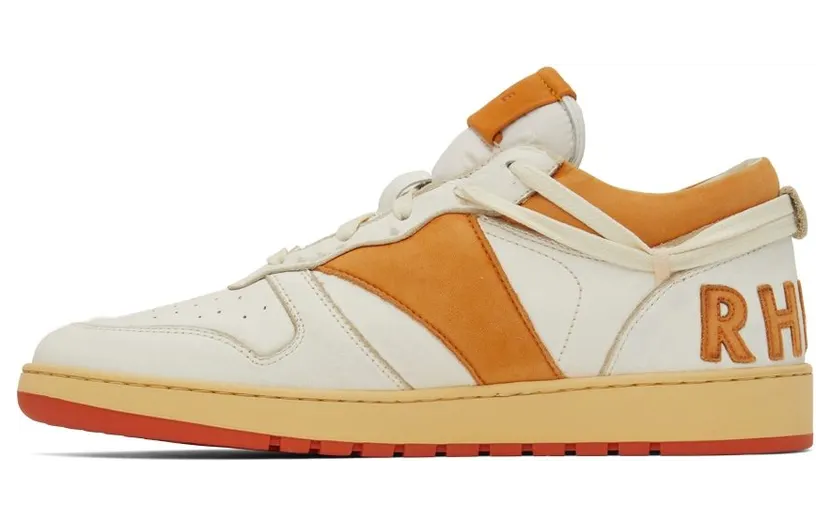 Rhude SSENSE Exclusive White & Orange Rhecess Low Sneakers (RHSS22FO23178562) (3)