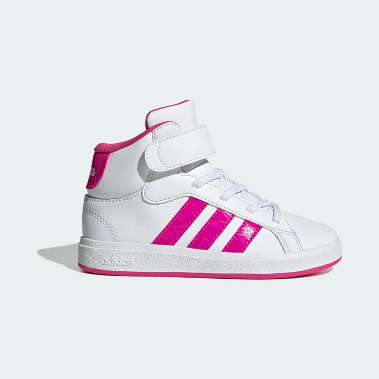 adidas Grand Court Mid Shoes Kids “Cloud White / Shock Pink / Grey Two” (JR0806)