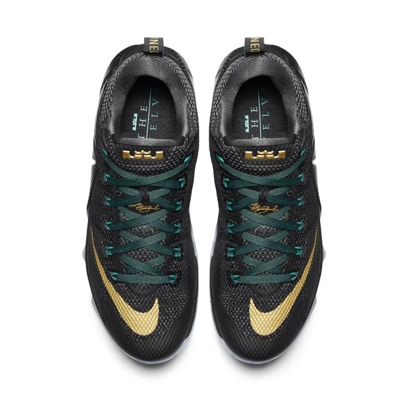 Nike LeBron 12 Low SVSM Black/Metallic Gold-Anthracite-Radiant Emerald (724557-070)