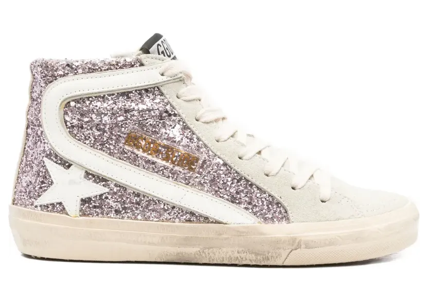 Golden Goose High-Top-Sneakers mit Glitter-Optik – Rosa (GWF0115F04526)