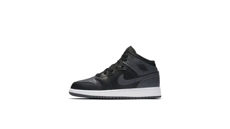 Jordan 1 Mid Black Dark Grey (GS) Black/Dark Grey-Summit White (554725-041)