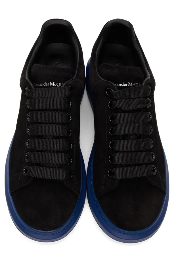 Alexander McQueen SSENSE Exclusive Black & Blue Suede Oversized Sneakers (553761WHBGM) (5)
